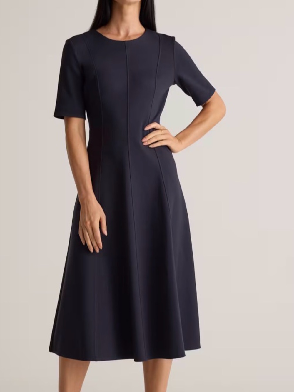 Banana Republic Factory Soft Touch Scuba Seamed Midi Dress Preppy Navy sz XS L57